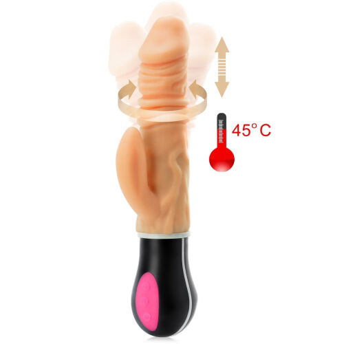 NAHŘÍVANÉ DILDO, ROTAČNĚ-POSUVNÝ VIBRÁTOR SE STIMULÁTOREM KLITORISU  - 70484027