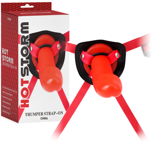 Strap-on s červeným realistickým dildom 21 cm BDSM LGBT - 71857435