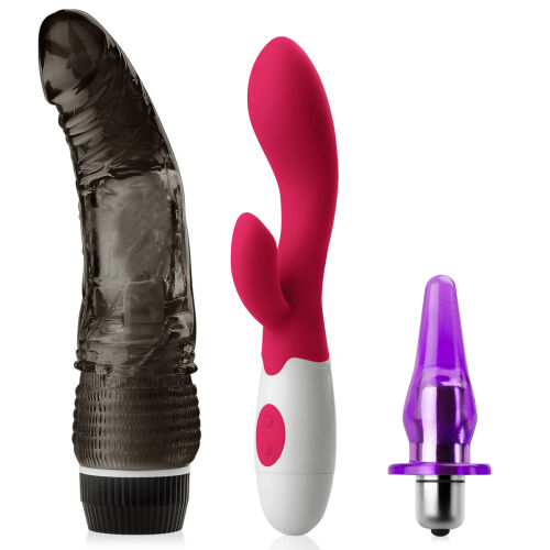 Súprava Pre Ženy: Silikónový Vibrátor, Vibračné Dildo, Análny Plug - 74242515
