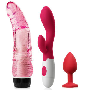 Súprava Pre Ženy: Silikónový Vibrátor, Vibračné Dildo, Análny Plug - 74242515