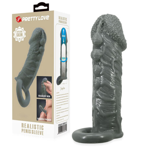 Stimulujúci návlek zväčšujúci penis s výčnelkami a páskou - 71427604