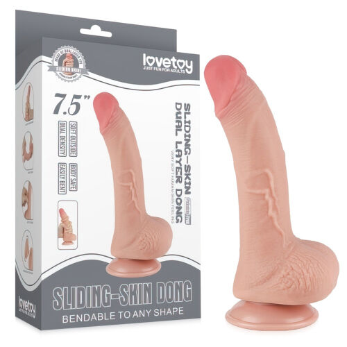 Penis 19,5 cm superrealistické dildo s pohyblivou kožou - 75304896