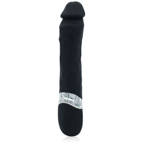 Ohebný vibrátor čierny hrubý žilnatý vibrujúci penis 23 cm 7 funkcií - 72139315