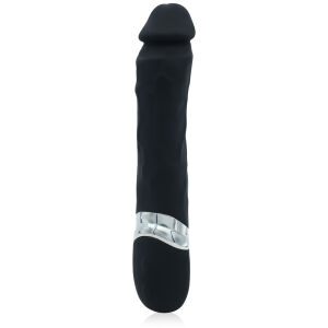 Ohebný vibrátor čierny hrubý žilnatý vibrujúci penis 23 cm 7 funkcií - 72139315