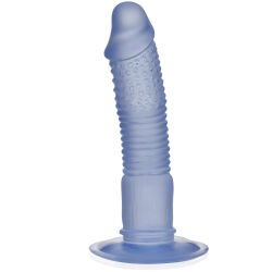 Pružný umelý penis so stimulačnými prúžkami 18 cm dildo - 70306892