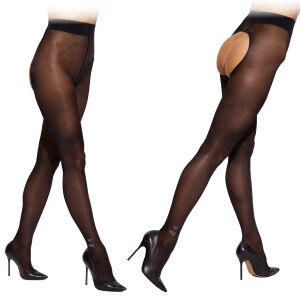 Obsessive Norless otvorené pančuchy s nápisom "HOT MESS" S/M - 71387816