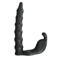 Vibračný návlek na penis s dildom a stimulátorom klitorisu - 72010044 - 3