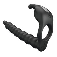 Vibračný návlek na penis s dildom a stimulátorom klitorisu - 72010044 - 6